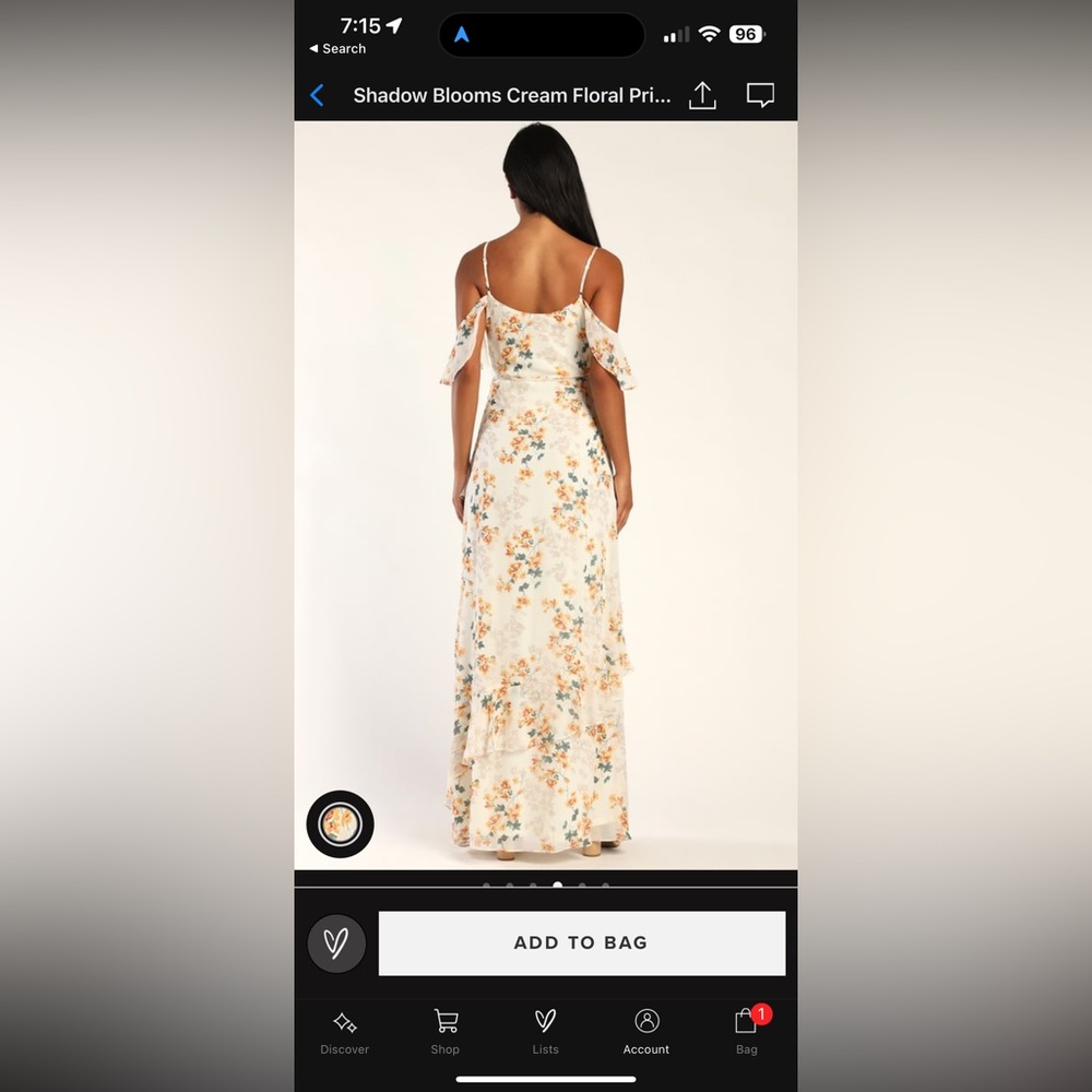 Shadow Blooms Cream Floral Print Ruffled
Maxi Dress - Picture 4 of 4